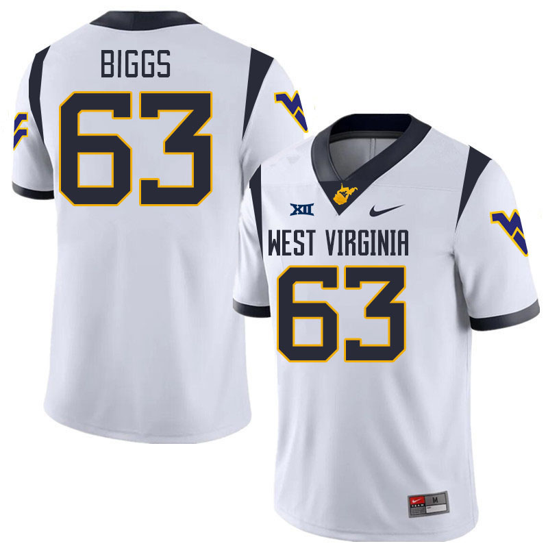 Men #63 Bryce Biggs West Virginia Mountaineers College 2024 New Uniforms Football Jerseys Stitched S